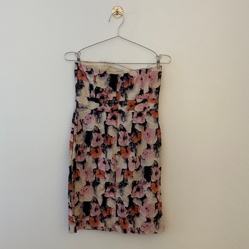 J. Crew Strapless Dress in Pink and Orange Floral Print - Picture 3 of 4